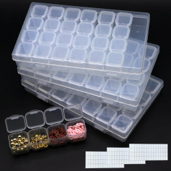 Diamond Painting Bead Storage Containers, 3 Pack 84 Slots Plastic Craft Organizer Case Diamond Storage Box Accessories Storage Containers Adjustable Bead Case