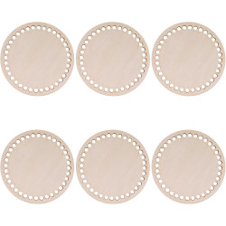 SWZHAI 4" Diameter Basket Bottoms for Crochet Bases, 6Pcs Natural Blank Wood Base, Round Crochet Basket Base Unfinished Wooden Knitting Bases for DIY Craft Weaving Baskets