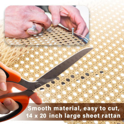Natural Width Rattan, 14"x20" Cane Webbing Roll, Woven Cane Mesh Net, Natural Vine Wicker Cane Webbing Rattan Sheets for Chair Cabinet Ceiling Bed Furniture