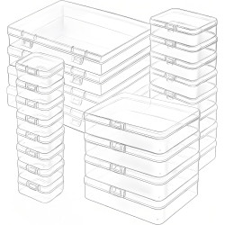 Plastic Case Bead Organizer Box 24 pcs Small Clear Plastic Storage Containers Craft Storage Box with Hinged Lid and Labels Mini Boxes for Jewelry Diamonds Small Items Craft Projects