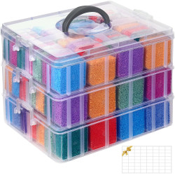 Douorgan 3-Tier Bead Storage Containers, Portable Bead Organizer and Storage Box, Stackable Plastic Cases for Bracelet Making DIY Jewelry Nail Charms