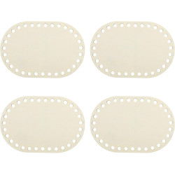 MECCANIXITY 4Pcs Wooden Basket Bottom, 3.94x5.91" Oval Blank Natural Wood Base Solid Crochet Basket for DIY Craft Weaving Making Supplies Home Decor
