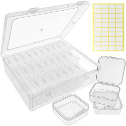 Guyuyii Bead Organizer Box – 31 Pcs Small Clear Bead Organizers and Storage with Hinged Lids and Labels for Jewelry Makers, Crafters, and Hobbyists – Stackable Design for Home, Travel, & Workplace