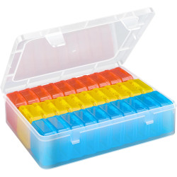 Mathtoxyz Bead Organizer Box(Red,Yellow,Blue), 31Pcs Small Bead Organizers and Storage Plastic Cases Mini Clear Containers Boxes with Hinged Lid and Rectangle for Bracelet Making DIY Jewelry Craft