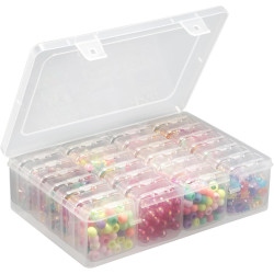 NOTG Small Bead Organizer Box - 28Pcs Mini Clear Plastic Storage Containers, Bead Storage Organizer with Hinged Lid for DIY Jewelry Making, Nail Art Supplies, Small Parts, Screws, Clay Beads, Seeds
