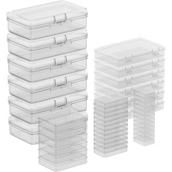 Clear Plastic Storage Containers, Mini Rectangular Organizer Boxes with Hinged Lids, 36 Pack Mixed Sizes, for Beads, Jewelry, Art Craft