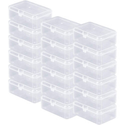 Rocutus 24 Pack Small Clear Plastic Storage Containers with Lids,Beads Storage Box with Hinged Lid for Beads,Earplugs,Pins, Small Items, Crafts, Jewelry, Hardware (2.12 x 2.12 x 0.79 Inches)