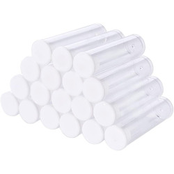 Craftdady 100Pcs Transparent Clear Plastic Small Empty Storage Tubes Bead Container Set Test Bottles Organizers Boxes with Lid 2.16x0.59 (55x15mm)