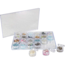 Everything Mary 24-Jar Bead Organizer – Large Clear Plastic Case for Diamond Painting, Jewelry & Craft Beads – Storage Box with Screw-Top Jars for Diamond Art & Small Supplies
