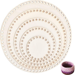 PH PandaHall 5 Sizes Natural Wooden Basket Bottom, Round Circle Blank Crochet Basket Wood Base Cut for DIY Weaving Crochet Supplies, BurlyWood, 3.9/5.9/7.9/9.9/11.9 inch