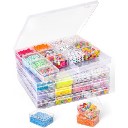 Cokapo Bead Organizer Box, 64 Pcs Clear Bead Storage Containers, Craft Organizers and Storage with Hinged Lids and Labels, Small Plastic Containers Boxes for Jewelry, Seeds, Nail Art, Small Parts