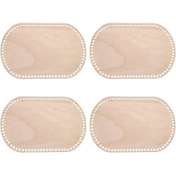 PATIKIL 12" x 8" Crochet Basket Bottom, 4Pcs Oval Blank Crochet Knitting Wooden Base for DIY Craft Weaving Basket Making Supplies Home Decoration, Brown