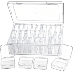 Bead Organizer Box，31Pcs Clear Bead Organizers and Storage Mini Rectangle Plastic Containers, Ideal for DIY Jewelry, Bracelet Making, Nail Art & Small Craft Parts
