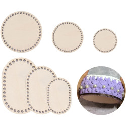 Wooden Basket Bottoms, 6-Pack in 6 Sizes Round & Oval Solid Blank Crochet Bases for DIY Basket Weaving, Crafts,Home Decor