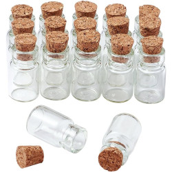 Mini Glass Bottles Jars with Cork Stoppers 20pcs Clear Glass Empty Jars Vials Wish Bottle Bead Containers with Wood Cork Stoppers 18x10mm