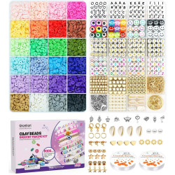 Gionlion Clay Beads Bracelet Making Kit, Pack 2 Boxes Preppy Letter Spacer Beads and Charms Kit for Friendship Jewelry Making, Arts and Crafts Gifts for Girls Ages 8-12