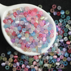 130pcs/pack Colorful Loose Beads 4mm Cat Eye Beads for Handmade DIY Necklaces and Bracelets Jewelry Making Beaded Accessories