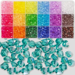 100pcs Colorful Bicone Bead Necklace Jewelry Making DIY Accessories Solid Color Faceted Loose Spacer Craft Beads Wholesale (Kong LAN-AB)