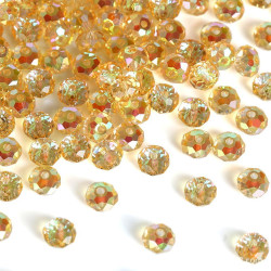 100 Pcs Crystal Glass Beads for Jewelry Making Bulk Faceted Gemstone Rondelle Loose Beads for Bracelet DIY Crafts 6 mm(Champagne Gold)