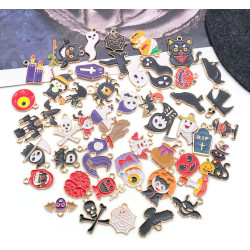 50pcs Enamel Charms for Jewelry Making Wholesale Assorted Mixed Bulk Metal Earring Findings for DIY Necklace Bracelet Keychain and Crafting