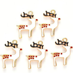 10Pcs Light Gold Alloy Enamel Pendants for Christmas Metal Hanging Dangle Charms for Xmas Jewelry Making DIY Crafts Christmas Home Party Decoration