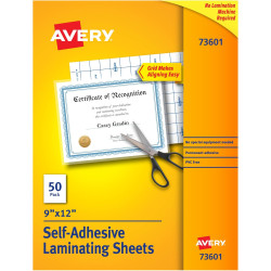 Avery Clear Laminating Sheets, 9" x 12", Permanent Self-Adhesive, 50 Self-Laminating Sheets, Great for Protecting Documents, Photos, and Signs More (73601)