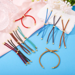 10Pcs Nylon Braided Twisted Threads Cords Colorful Adjustable Slider Friendship Bracelets with Brass Cord End for Jewelry Bracelet Making DIY Findings 8.66~9.06 inch