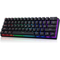 Portable 60% Mechanical Gaming Keyboard, Wired Keyboard with Blue Switches,LED Customization Backlit,61 Keys Ultra-Compact Mini 