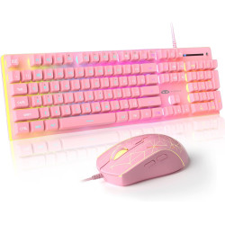 MageGee GT838 Gaming Keyboard and Mouse Combo, 104 Keys RGB Backlit Quiet Wired Keyboards for Laptop PC MAC, with Number Pad, Me