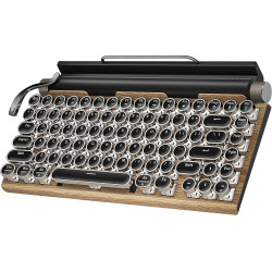 Retro Typewriter Wireless Mechanical Gaming Keyboard, Bluetooth 5.0 Office Computer Vintage Keyboards 83-Key Blue Switches Punk 