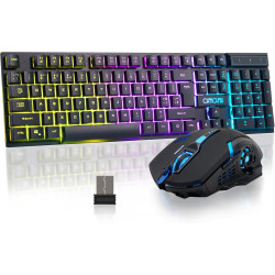 Gaming Wireless Keyboard and Mouse RGB Backlit Rechargeable Battery Gamer Combo Mechanical Feel Anti-ghosting with Side Button f