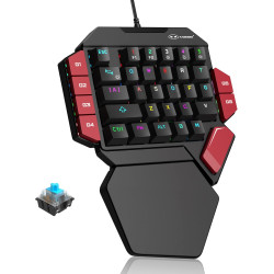 MageGee One Handed Professional Gaming Keyboard, RGB Backlit 35 Keys Mini Wired Mechanical Keyboard with Blue Switch for PC Game