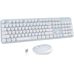 UBOTIE Colorful Computer Wireless Keyboard Mouse Combos, Typewriter Flexible Keys Office Full-Sized Keyboard, 2.4GHz Dropout-Fre