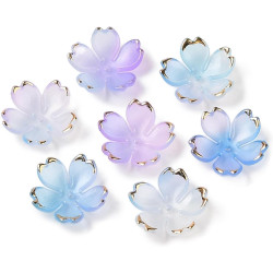 100 Pcs Transparent Acrylic Flower Bead Caps 5-Petal Cherry Blossom Floral End Caps for DIY Bracelet Necklace Jewelry Making Crafts Supplies, Lilac