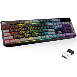 KLIM Chroma Wireless Keyboard – RGB Backlit Gaming, Rechargeable Battery, PC Keyboard, Durable & Water-Resistant, Compatible wit