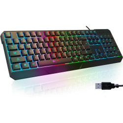 KLIM Chroma – USB RGB Gaming Keyboard, Wired PC Computer Keyboard, Membrane, Waterproof Durable, 2 ms Response, PS4/PS5 & Mac Co