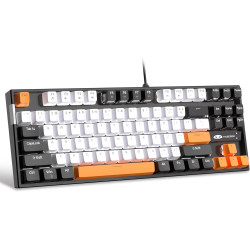 MageGee 75% Mechanical Gaming Keyboard, Yellow Switch, LED White Backlit, 87 Keys Compact TKL Wired Computer Keyboards for Windo