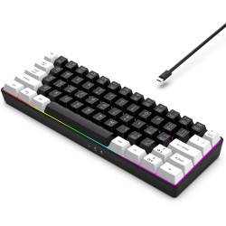 60% Wired Gaming Keyboard, RGB Backlit Ultra Compact Mini Keyboard, Waterproof Mini Compact 61-Key for PC/Mac Gamers, Typist, Tr