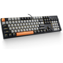 E-YOOSO Z-14 Mechanical Gaming Keyboard 104 Key, Red Switch Full-Size Computer Keyboards, Solid Yellow Backlit Mechanical Keyboa