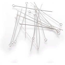 100Pcs Stainless Steel Eye Pin, Metal Jewelry Fittings Tarnish Resistant Open Eye Pins Straight Head Eye Pins for DIY Earrings Necklaces Bracelets Pendants Jewelry Making, 50x0.6mm