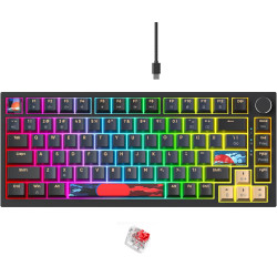 BlueSamurai 75% Wired Mechanical Gaming Keyboard - Hot Swappable, Red Switch, RGB Backlit 82 Keys TKL Mechanical Keyboard with V