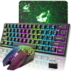 60% Mechanical Gaming Keyboard Mini 68 Keys Anti-Ghosting Wired Type C Chroma RGB 18 Backlit Effects,Lightweight Gaming Mosue 64