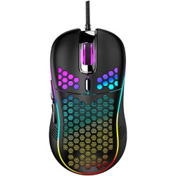 Honeycomb Wired Gaming Mouse with RGB On/Off Switch, 7200 Adjustable DPI, Ergonomic Lightweight Design & High Precision Sensor f