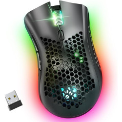 KM-1 Gaming Mouse, Wireless Mouse Gaming Computer Mice USB with Honeycomb Shell, 6 Programmed Buttons, 3 Adjustable DPI, Ergonom