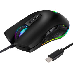 HXMJ RGB LED Gaming Mice,Wired USB C Port for Apple MacBook,Computer or Laptops with Type C Port-Black