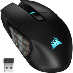 Corsair Scimitar Elite RGB Wireless MMO Gaming Mouse - 26,000 DPI - 16 Programmable Buttons - Up to 150hrs Battery - iCUE Compat