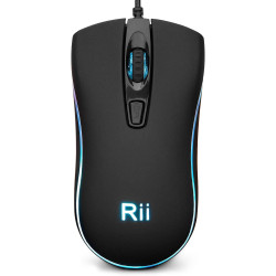 Rii RM105 Wired Mouse,Computer Mouse with Colorful RGB Backlight,Comfortable Grip Ergonomic Optical,USB Wired Mice Support Windo