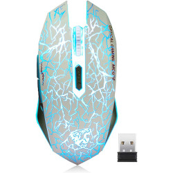 VEGCOO C10 Wireless Gaming Mouse, Rechargeable Gaming Mouse, Silent Optical Mice with 2.4G USB Receiver, 3 Ajustable DPI, 7 Colo