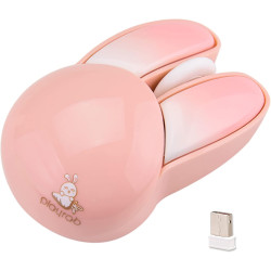 Lomiluskr Cute Bunny Wireless Mouse, Lightweight Soundless Mice, 2.4G Wireless Mice, Candy Colors, Kawaii Rabbit Mouse for Girls