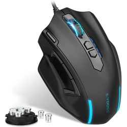 E-YOOSO Wired Large Gaming Mouse, Big Gamer Mouse with Rapid Fire Button, 5 Side Buttons, 12400 DPI, 5 Backlit Modes, 11 Program